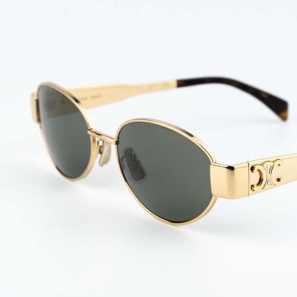 Celine TRIOMPHE Men Sunglasses Gold Green Oval CL40235U 30N NEW AUTHENTIC - Picture 6 of 15